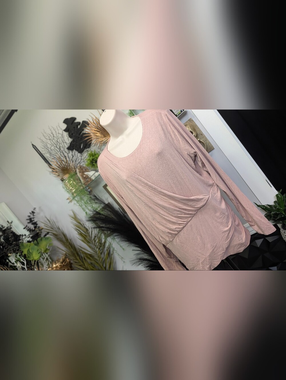 Xpress Dusty Rose Cinched Drape Top XL